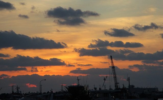 石垣港の夕日